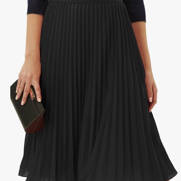 Grace Karin Black and Apricot Pleated Skirts - Picture 3 of 5